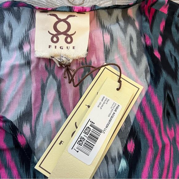 NWT Figue ritika Ikat kaftan top sz S tassels - Picture 6 of 7